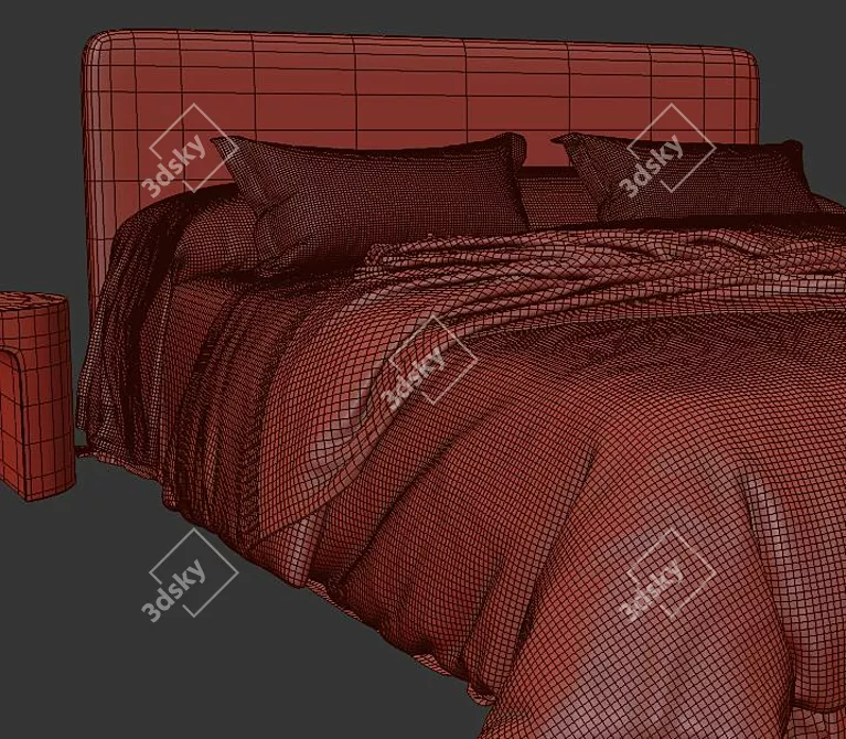Zara Home Queen Bed: Stylish and Comfortable 3D model image 4