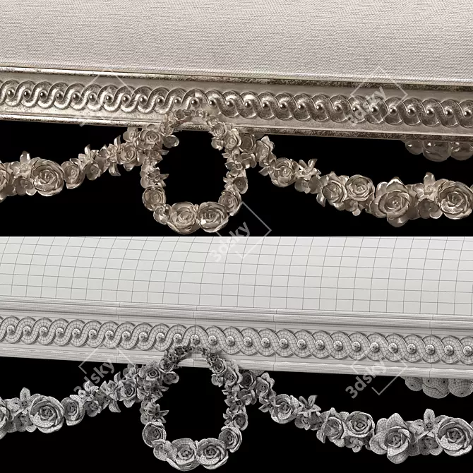 Elegant Rococo-inspired Bench 3D model image 2