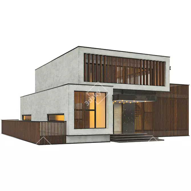 Contemporary White Villa: Modern Duplex with Spacious Interiors 3D model image 3