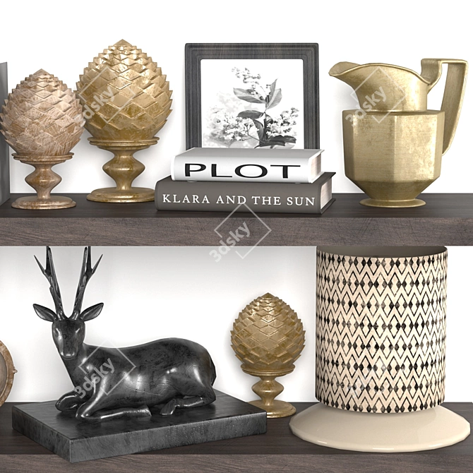 Elegant Noir: Black & Gold Décor 3D model image 3