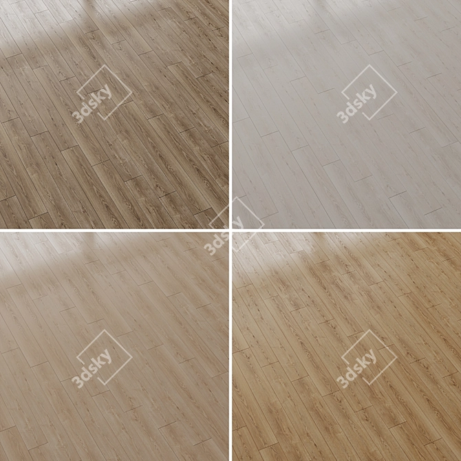 Sterling Oak Wood Flooring Set 3D model image 5