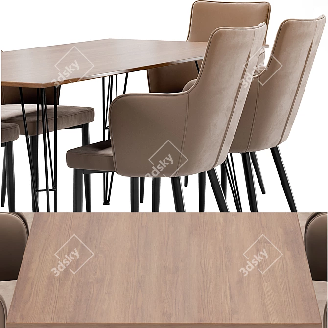 Modern Benza Dining Chair and Russo Table Set 3D model image 2