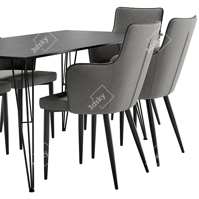 Modern Benza Dining Chair and Russo Table Set 3D model image 5