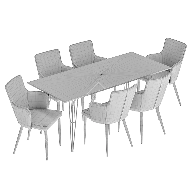 Modern Benza Dining Chair and Russo Table Set 3D model image 6