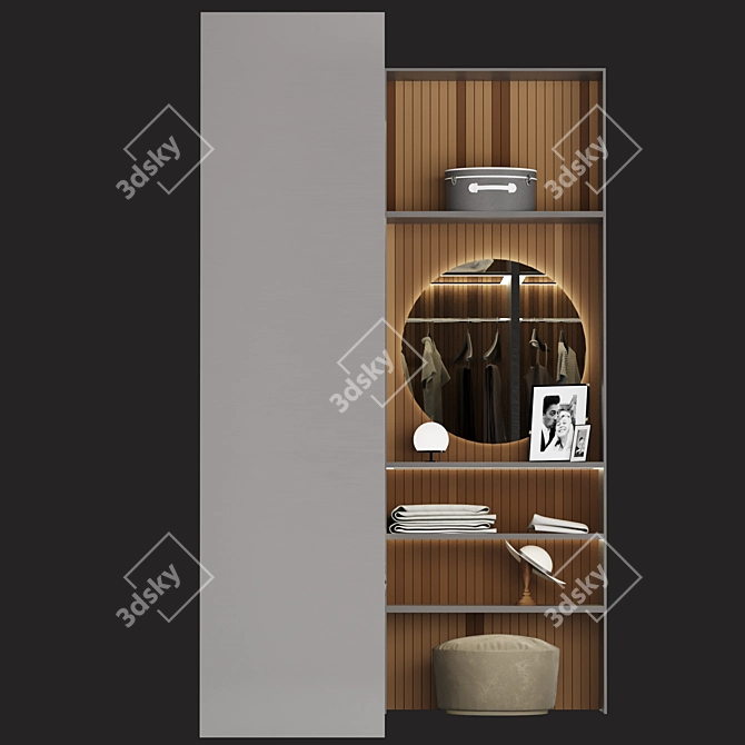 Luxury Brown Glass Door Walk-in Wardrobe 3D model image 3