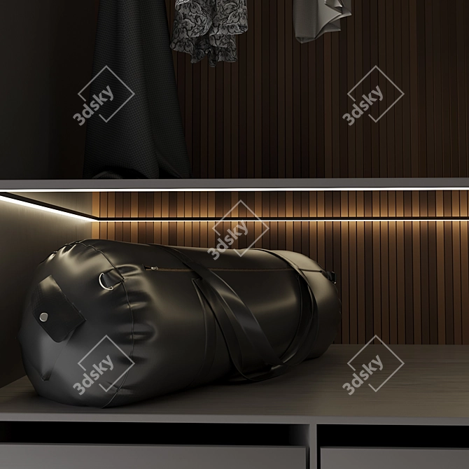 Luxury Brown Glass Door Walk-in Wardrobe 3D model image 4