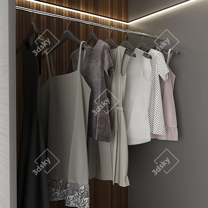 Luxury Brown Glass Door Walk-in Wardrobe 3D model image 5