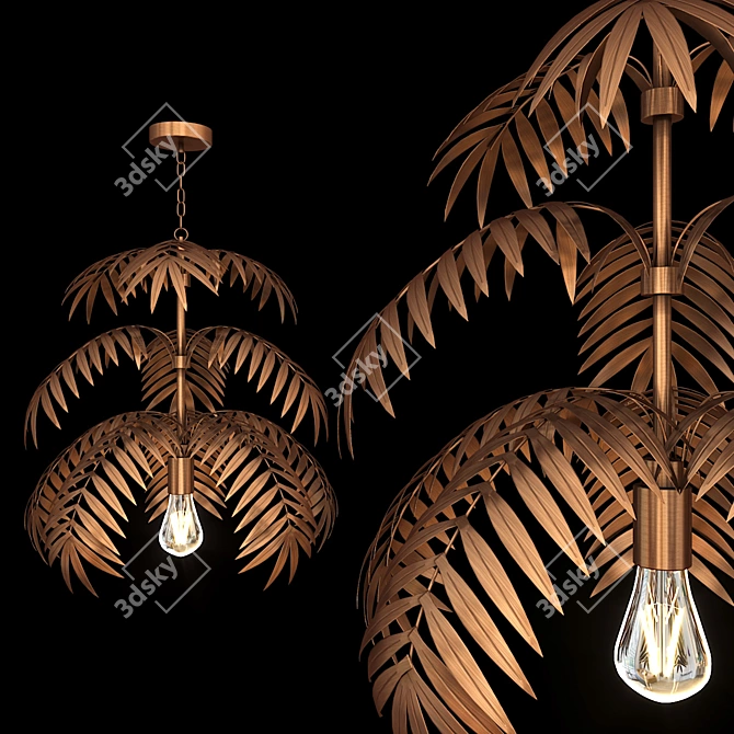 Bronze Coconut Leaf Lamp 3D model image 1