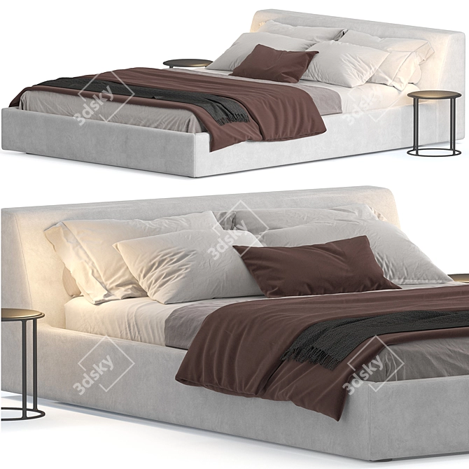  Meridiani Louis Bed: Luxurious Comfort in your Bedroom 3D model image 1