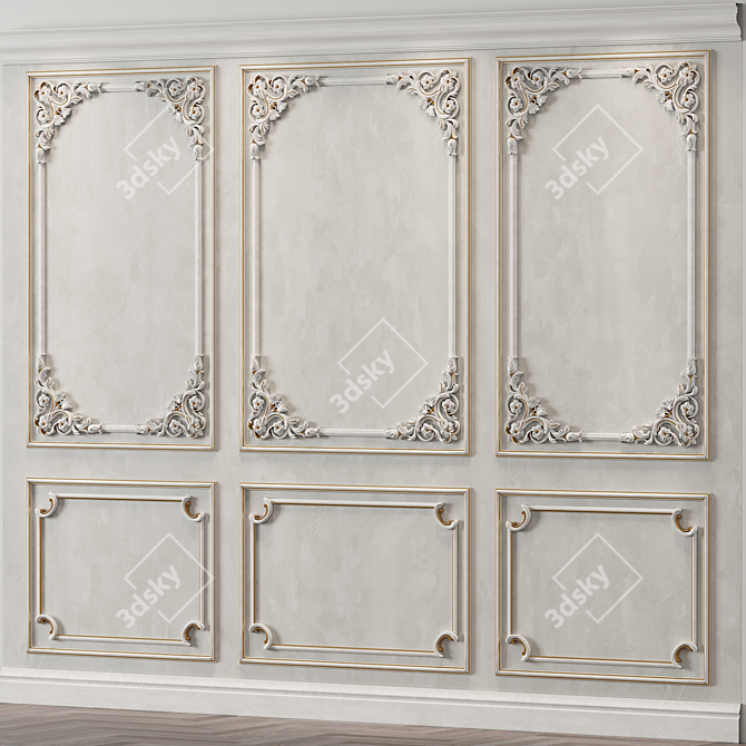 Classic Wall Molding 07: Elegant Decor for Any Space 3D model image 2