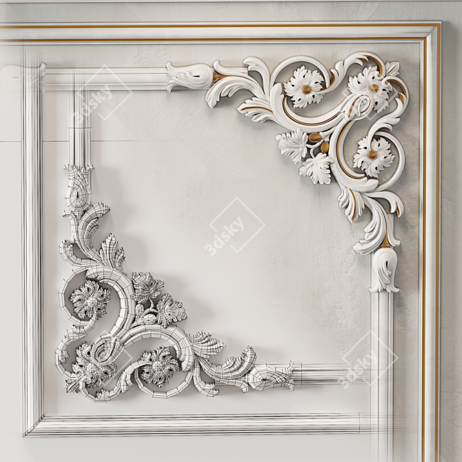 Classic Wall Molding 07: Elegant Decor for Any Space 3D model image 3