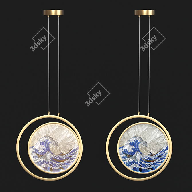 Sleek AKIRA Wave One Pendant 3D model image 1