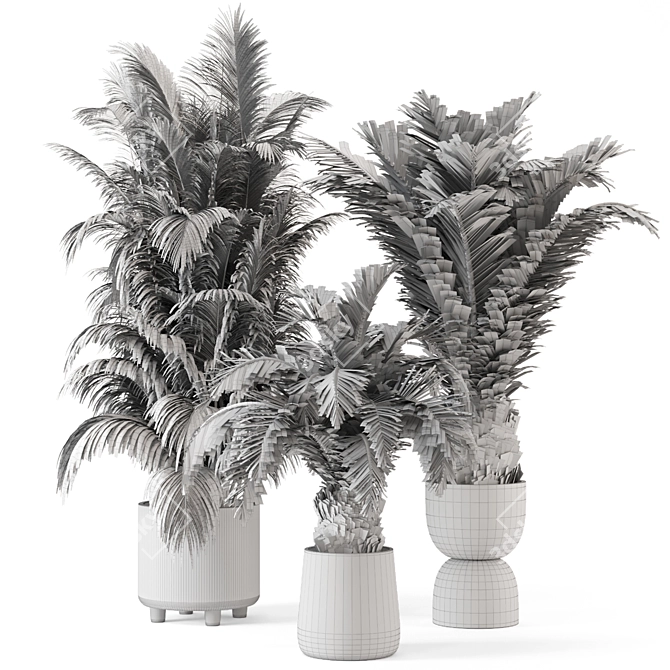 Rustic Concrete Pot Plant Set 3D model image 5