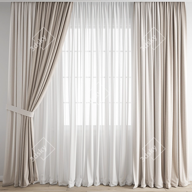 Premium 3D Curtain Model 3D model image 1