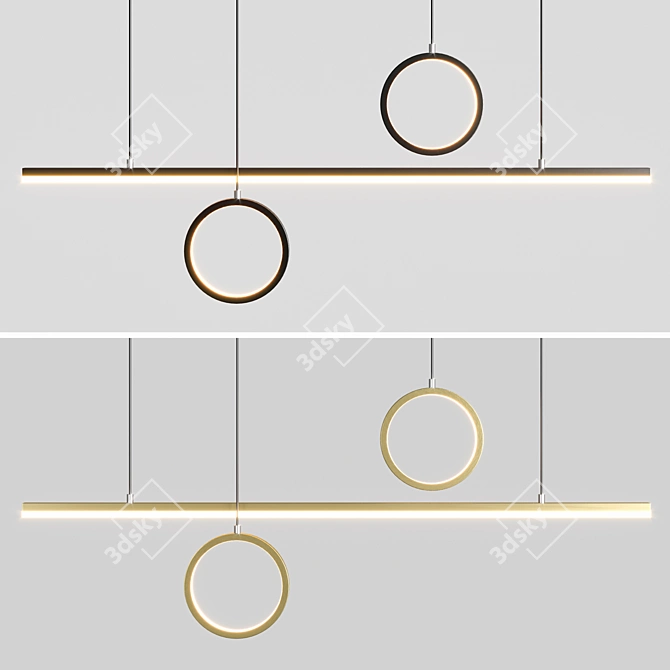 Sleek LED Kitchen Chandelier 3D model image 2