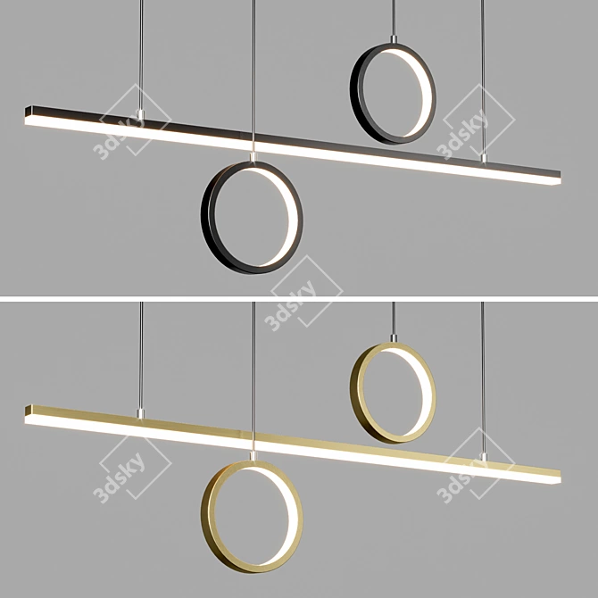 Sleek LED Kitchen Chandelier 3D model image 3