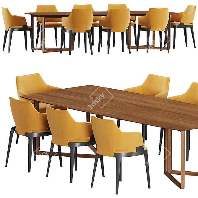 Elegant Potocco Velis Chair & Opus Table: Perfect Harmony 3D model image 2