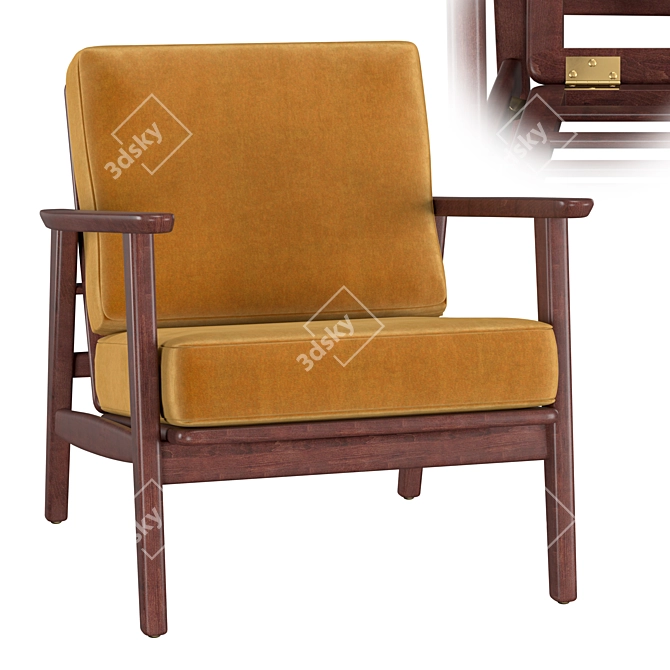 Title: Elegant Danish Recliner 3D model image 1