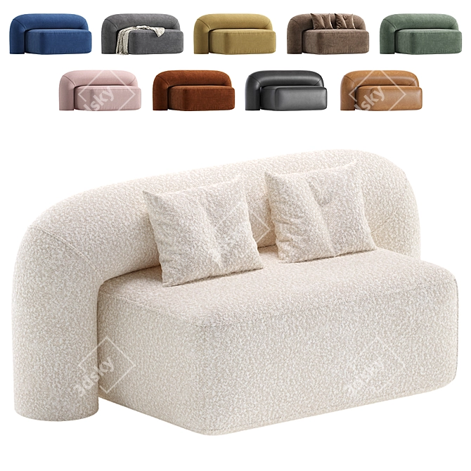 Luxurious Comfort: Artu Velvet and Leather Sofa Moss 3D model image 1