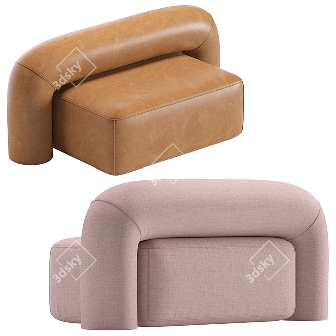 Luxurious Comfort: Artu Velvet and Leather Sofa Moss 3D model image 3