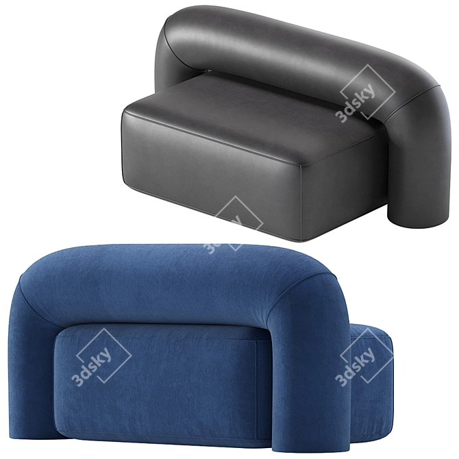 Luxurious Comfort: Artu Velvet and Leather Sofa Moss 3D model image 5