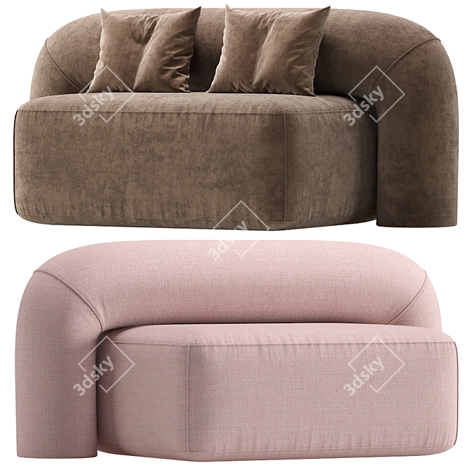 Luxurious Comfort: Artu Velvet and Leather Sofa Moss 3D model image 6