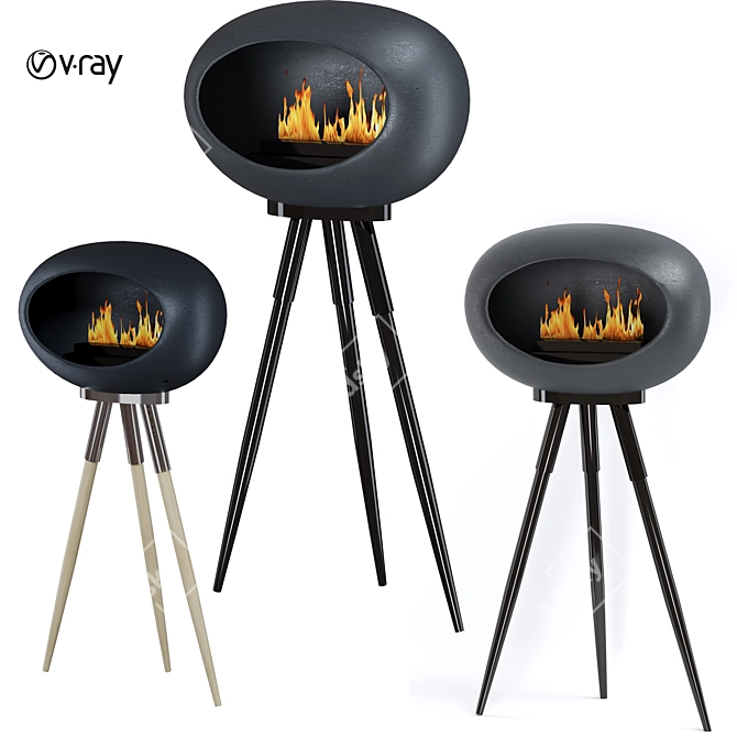  Contemporary Fireplace Design 3D model image 1