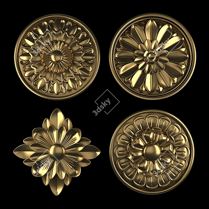 Elegant Rosettes 13 - Gold-Gypsum Blend 3D model image 1