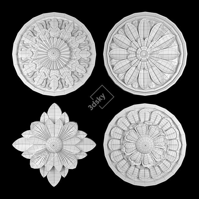 Elegant Rosettes 13 - Gold-Gypsum Blend 3D model image 4