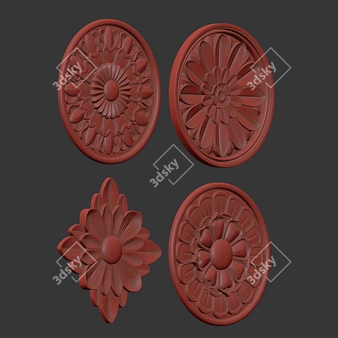 Elegant Rosettes 13 - Gold-Gypsum Blend 3D model image 5