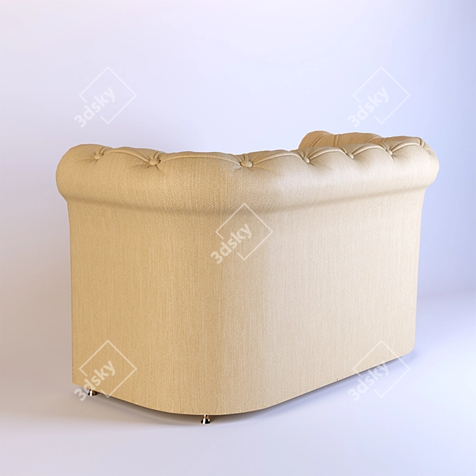 Classic Chesterfield Sofa - Beige Fabric 3D model image 2