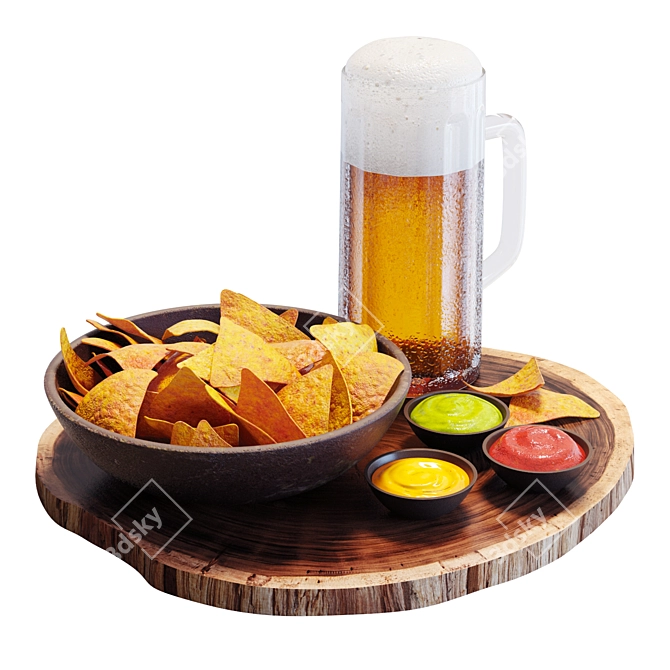 Delicious Chips & Beer Feast 3D model image 1