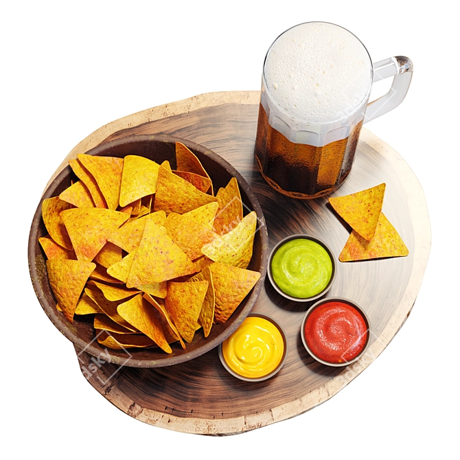 Delicious Chips & Beer Feast 3D model image 3