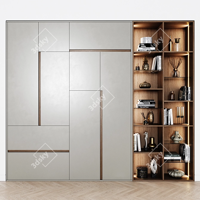 Title: Modern Integrated Handle Wardrobes 3D model image 1