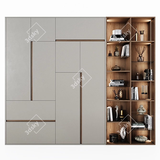 Title: Modern Integrated Handle Wardrobes 3D model image 4