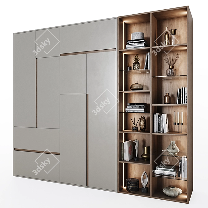 Title: Modern Integrated Handle Wardrobes 3D model image 5