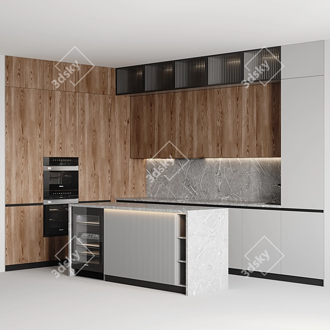 Sleek Modern Kitchen-002 3D model image 3