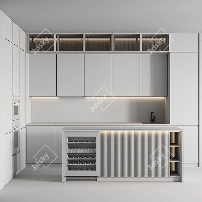 Sleek Modern Kitchen-002 3D model image 7