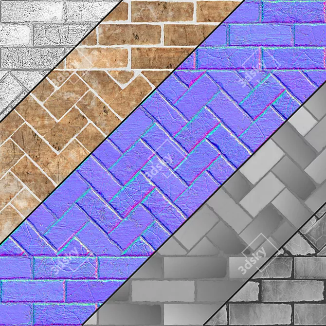 Seamless Brick PBR Set 3D model image 6