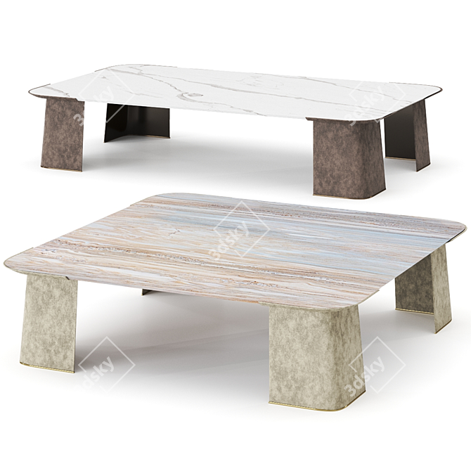 Elegant Marble Dining Table 3D model image 1