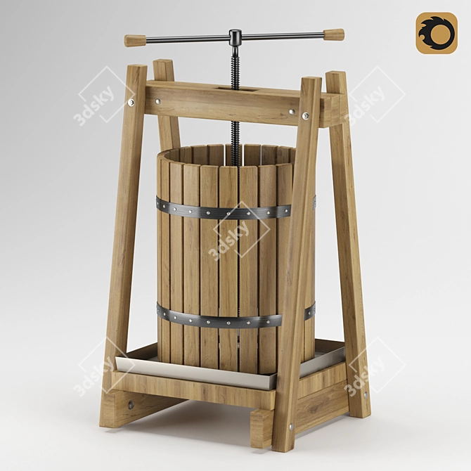 Artisan Beechwood Wine & Fruit Press 3D model image 1