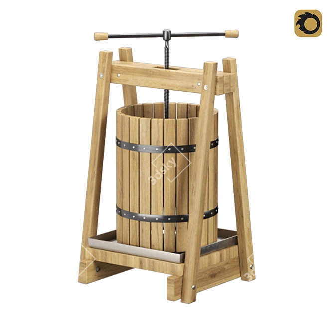 Artisan Beechwood Wine & Fruit Press 3D model image 4