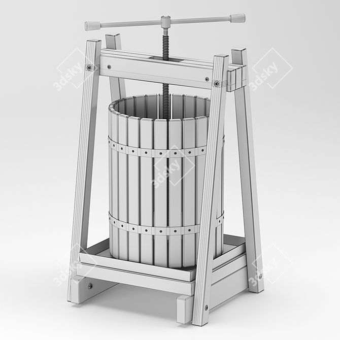 Artisan Beechwood Wine & Fruit Press 3D model image 6