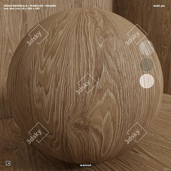 Seamless Walnut Wood Box Set 3D model image 1