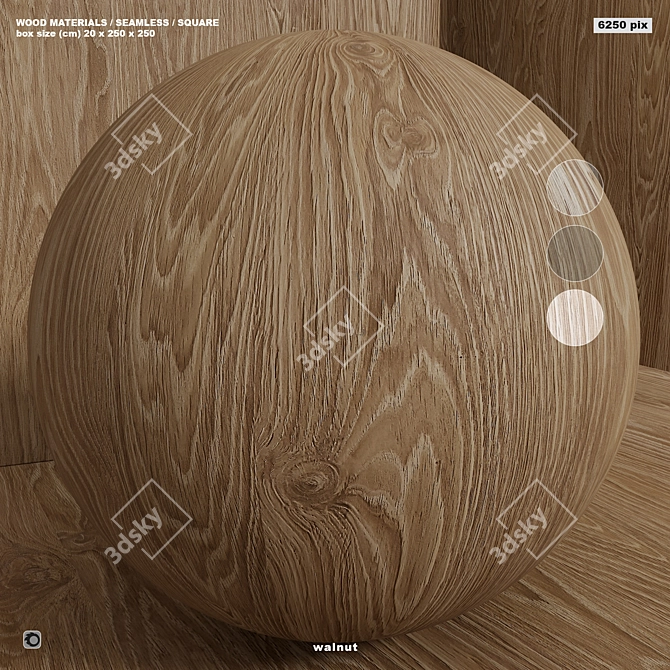 Seamless Walnut Wood Box Set 3D model image 8