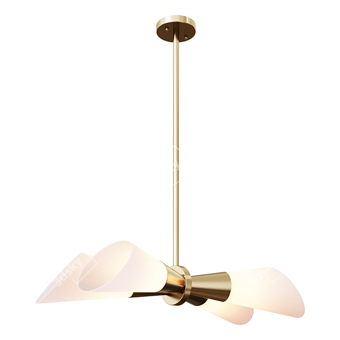 Elegant Antique Brass Chandelier 3D model image 1