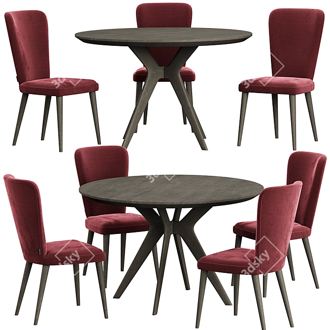 Clark Table & Post Chair Set 3D model image 1