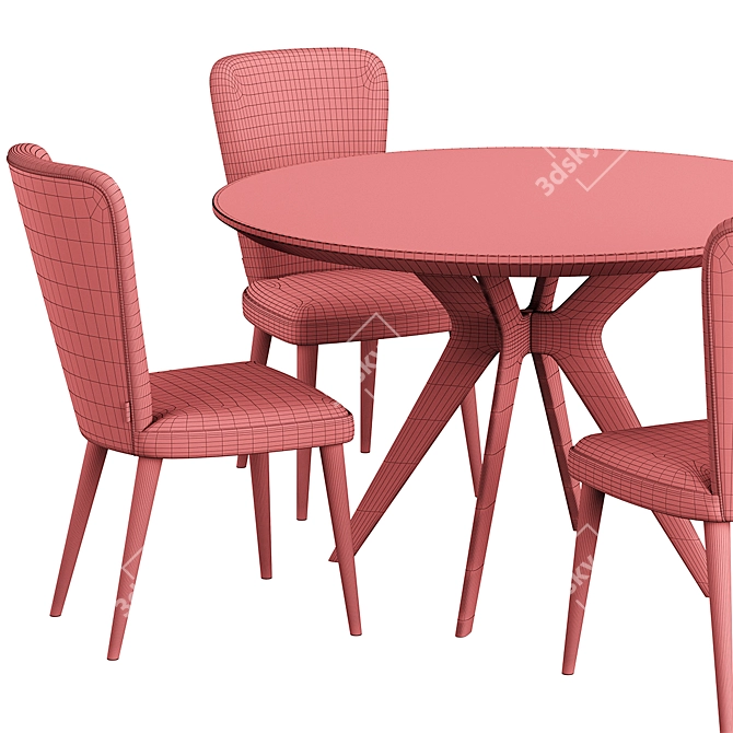 Clark Table & Post Chair Set 3D model image 6