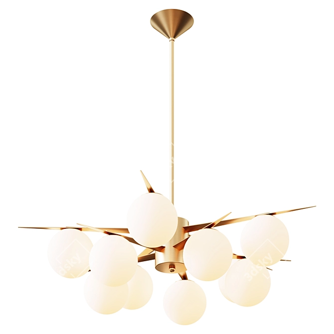 Elegant Antique Brass Chandelier 3D model image 1