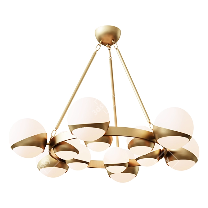 Elegant Antique Brass Chandelier 3D model image 1